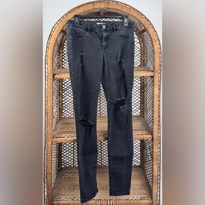 Refuge Black Mid Rise Distressed Skinny Jeans Women’s Size 8 Stretch Denim
